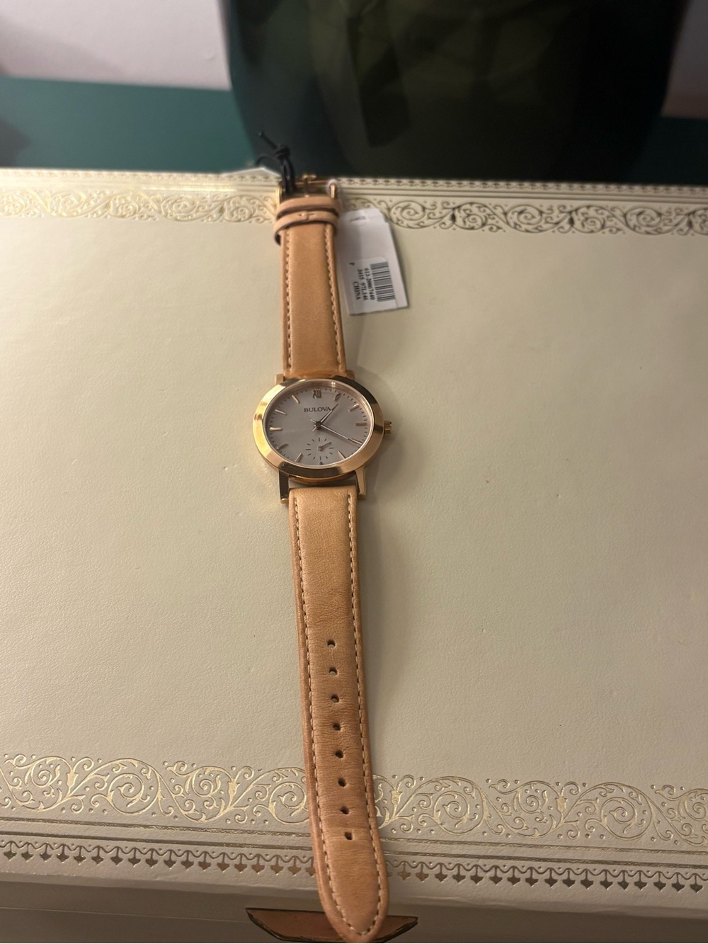 Bulova Women's Gold Case Watch with Tan Leather Strap
